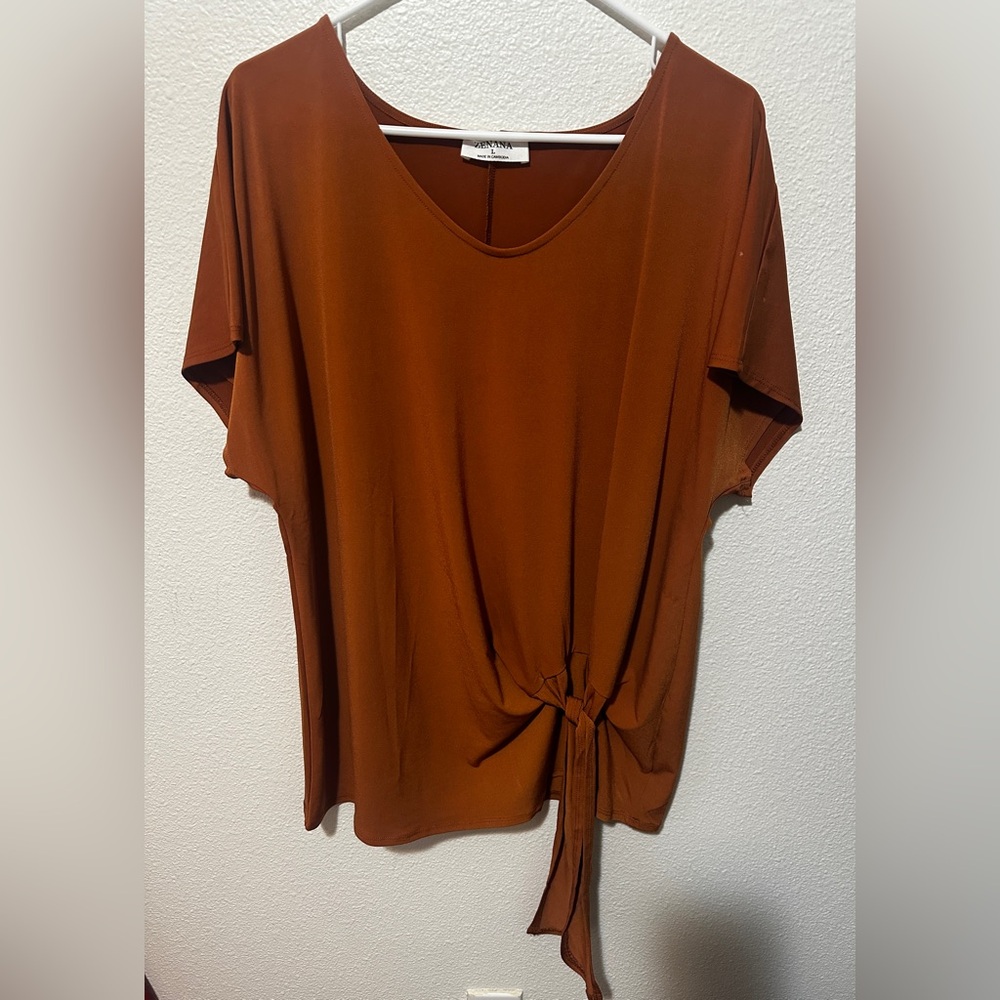 a new day Women's Rust Tie-Front Blouse